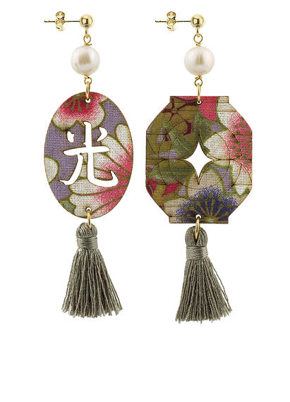 Earrings Lantern Tassel Gray - Lebole Maison